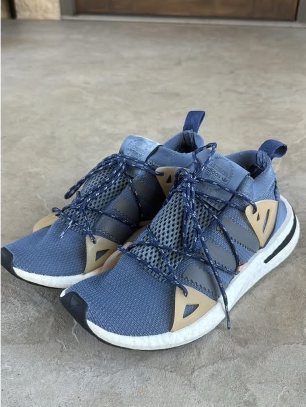adidas Blue Athletic Lace-Up Sneakers with Tan Accents